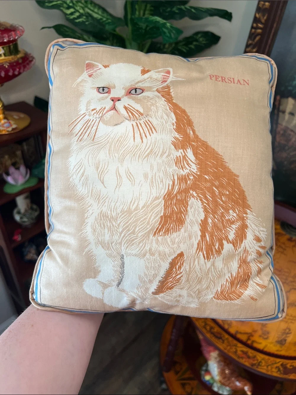 Vintage Persian Cat Accent Pillow Throw Pillow